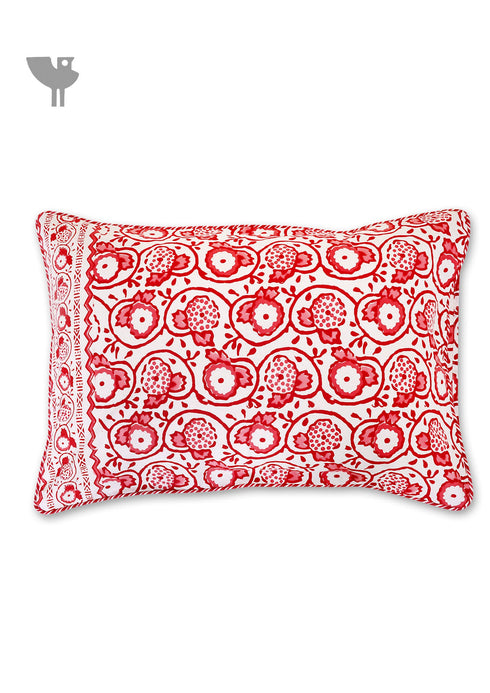 40s Cotton Pillow Cover in Block Print