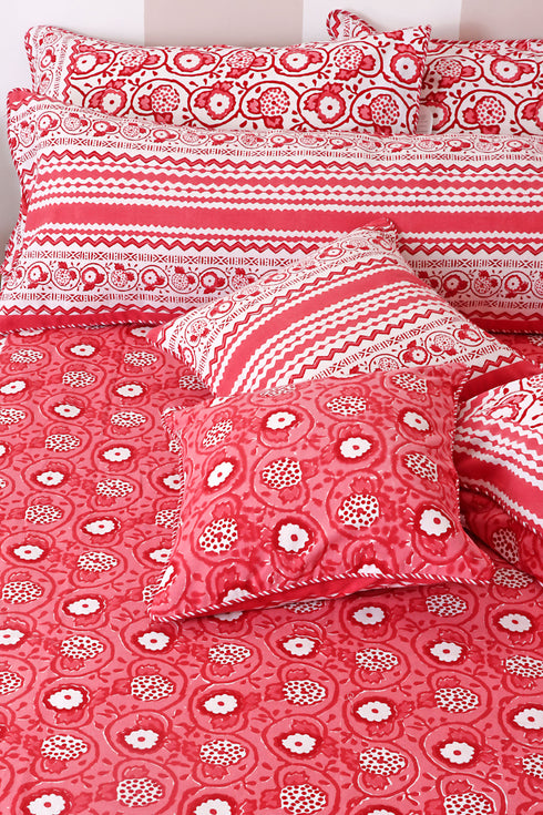 40s Cotton Pillow Cover in Block Print