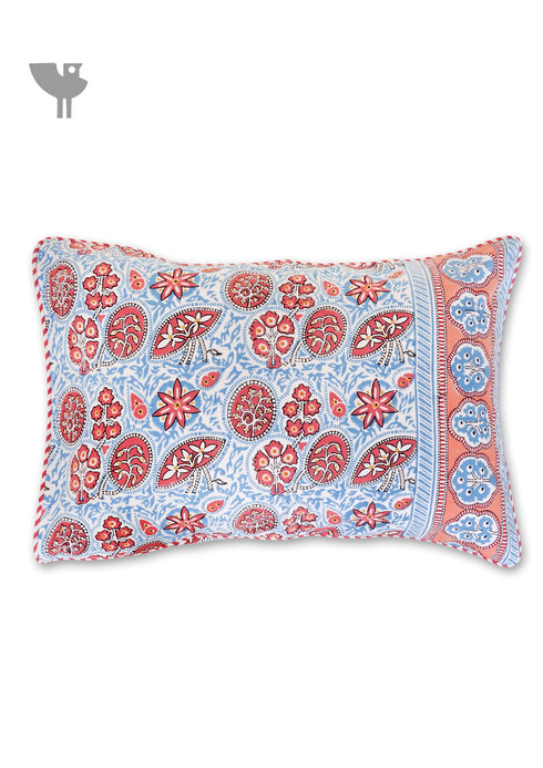 40s Cotton Pillow Cover in Block Print