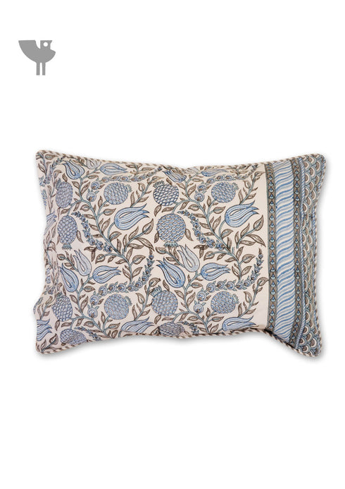 40s Cotton Pillow Cover in Block Print