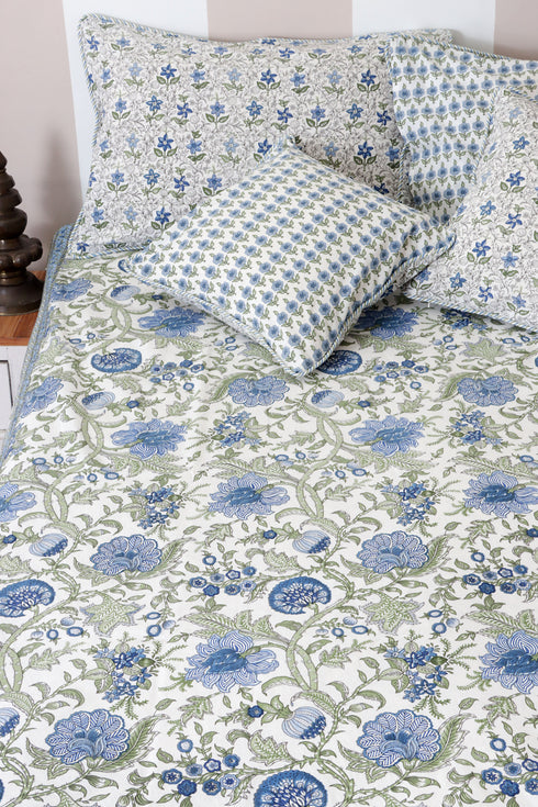 40s Cotton Pillow Cover in Floral Print