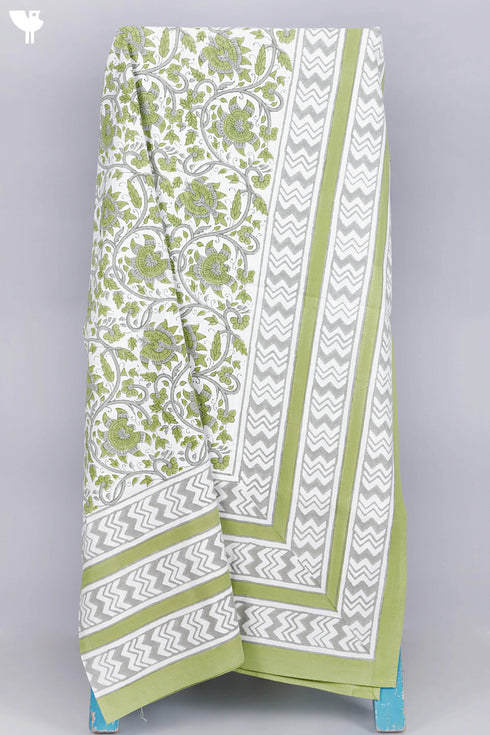 20s Cotton KING SIZE Bed Cover in Floral Block Print