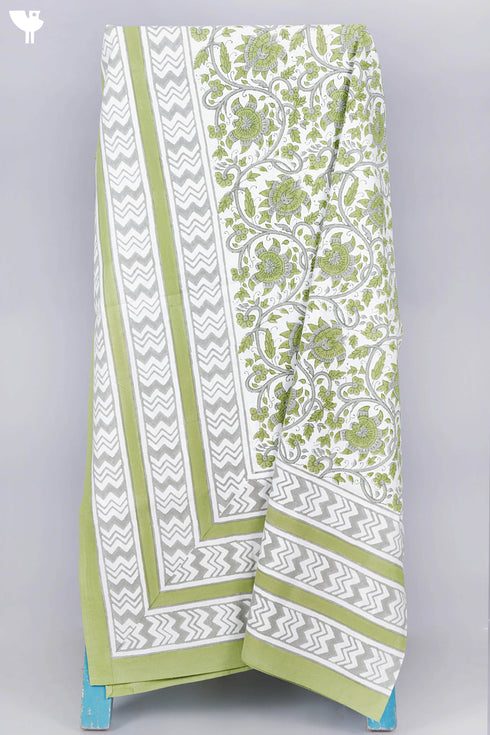 20s Cotton KING SIZE Bed Cover in Floral Block Print