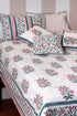 20s Cotton KING SIZE Bed Cover In Floral Block Print