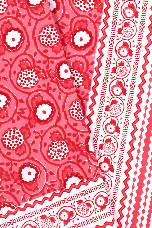 20s Cotton KING SIZE Bed Cover In Floral Block Print