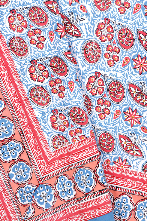 20s Cotton KING SIZE Bed Cover In Block Print