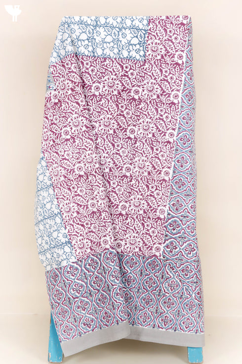 20s Cotton KING SIZE Bed Cover In Assorted Block Print