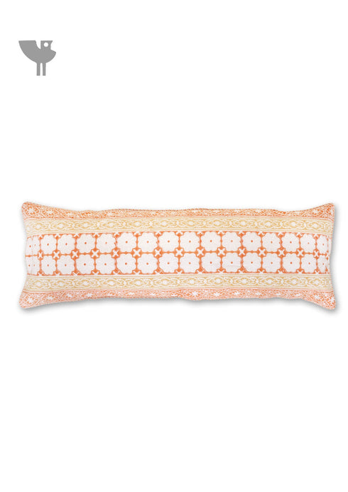 20s Cotton Lumbar Cushion Cover In Block Print