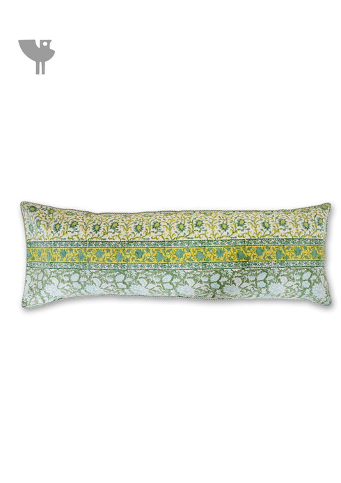 20s CottonLumbar Cushion Cover In Floral Block Print