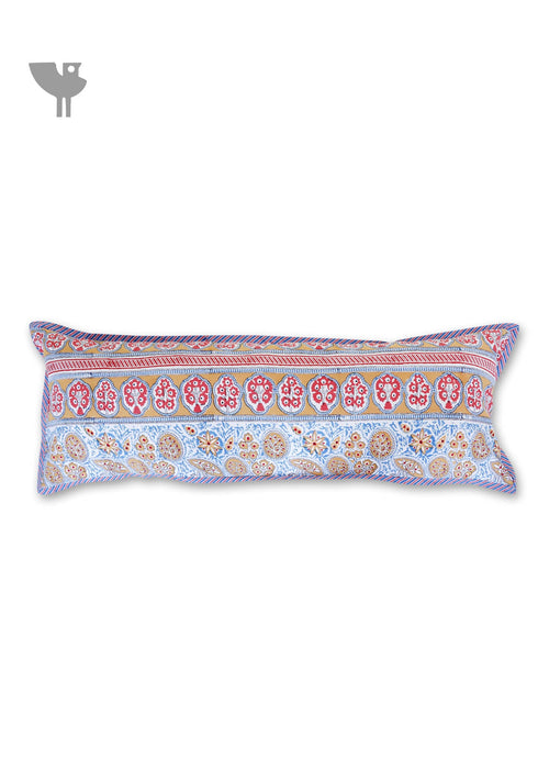 20s Cotton Lumbar Cushion Cover In Block Print