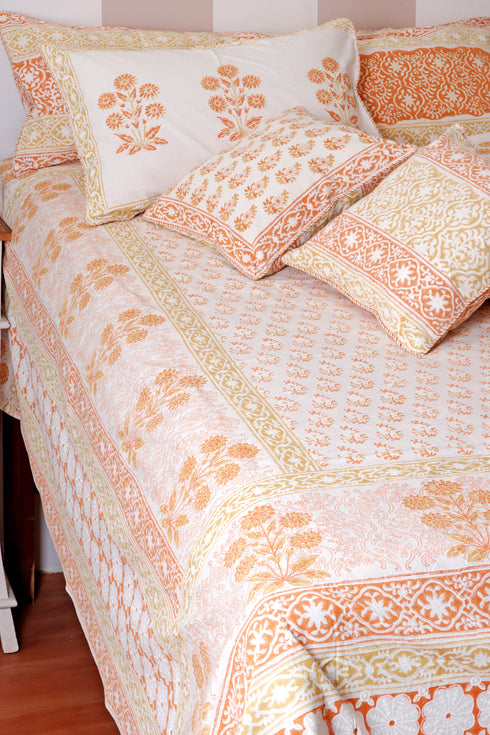 20s Cotton Cushion Cover in Block Print with Piping