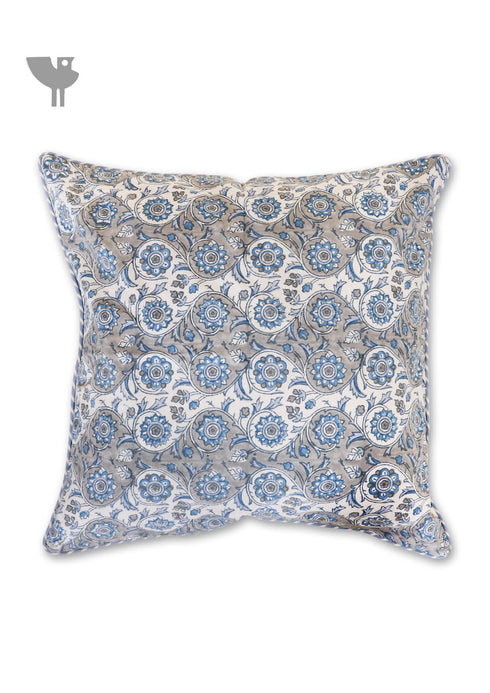 20s Cotton Cushion Cover in Block Print with Piping
