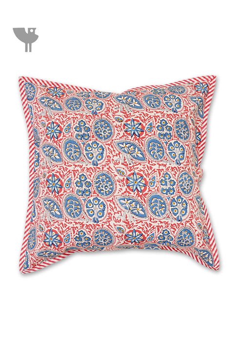 20s Cotton Cushion Cover in Block Print with Piping