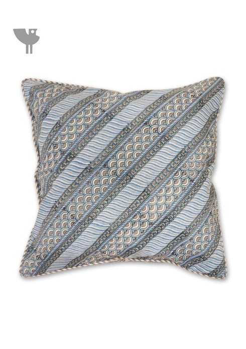 20s Cotton Cushion Cover in Block Print with Piping