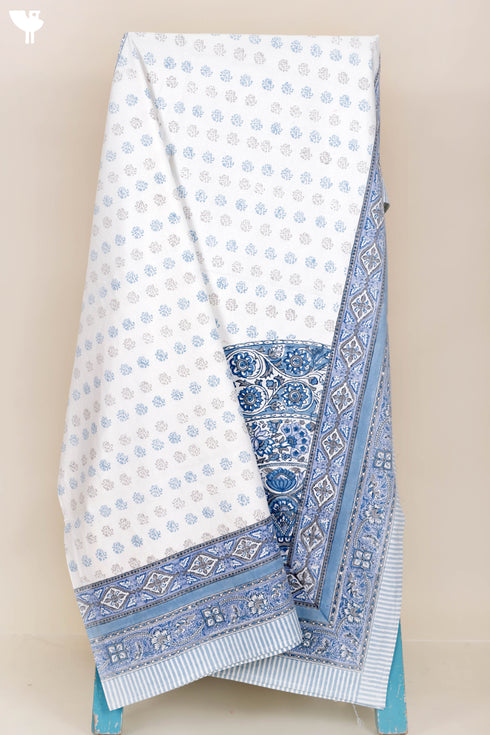 20s Cotton KING SIZE Bed Cover In Block Print