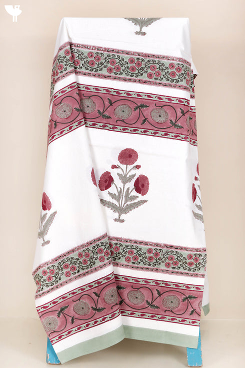 20s Cotton Bed Cover in Floral Block Print