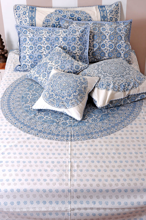 20s Cotton Bed Cover in Block Print