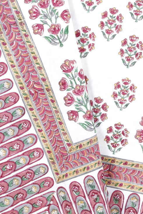 20s Cotton Bed Cover in Floral Block Print