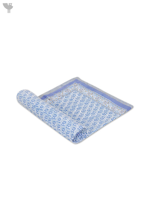 Cambric Cotton Dohar In Floral Block Print