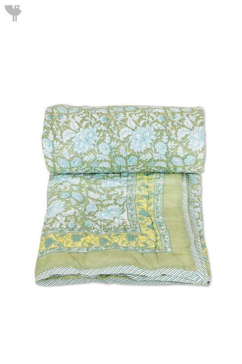 Mulmul Cotton Quilt in Floral Block Print