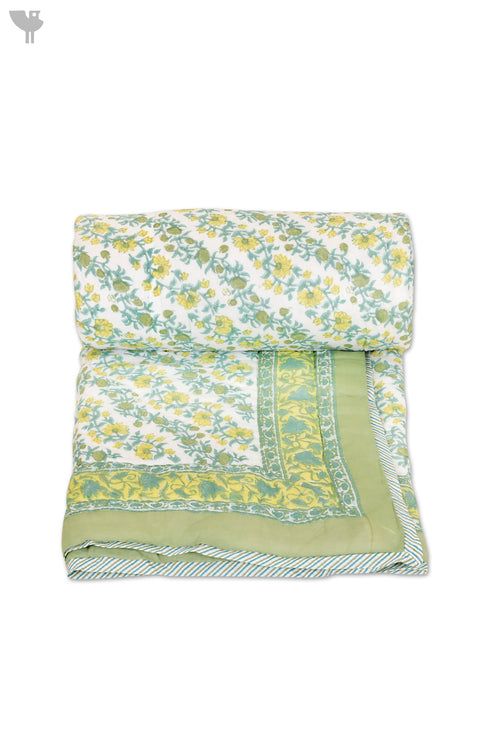 Mulmul Cotton Quilt in Floral Block Print