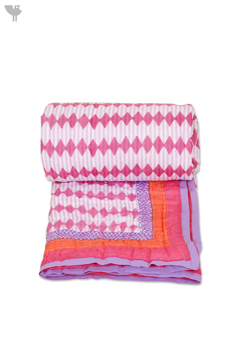 Mulmul Cotton Quilt In Geometric Block Print