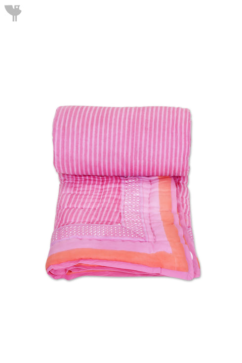 Mulmul Cotton Quilt In Graphic Block Print