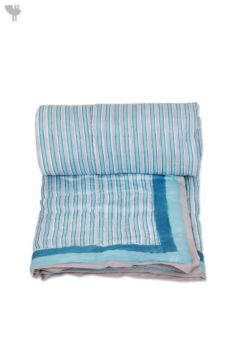 Mulmul Cotton Quilt In Geometric Block Print