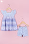 Cotton Frock & Shorts Set In Block Print