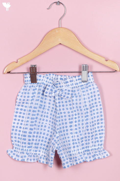 Cotton Frock & Shorts Set In Block Print