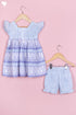 Cotton Frock & Shorts Set In Block Print