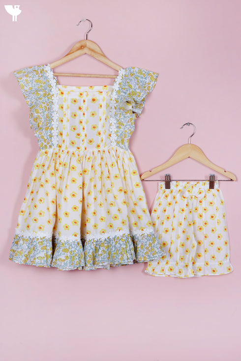 Cotton Top & Shorts Set In Block Print