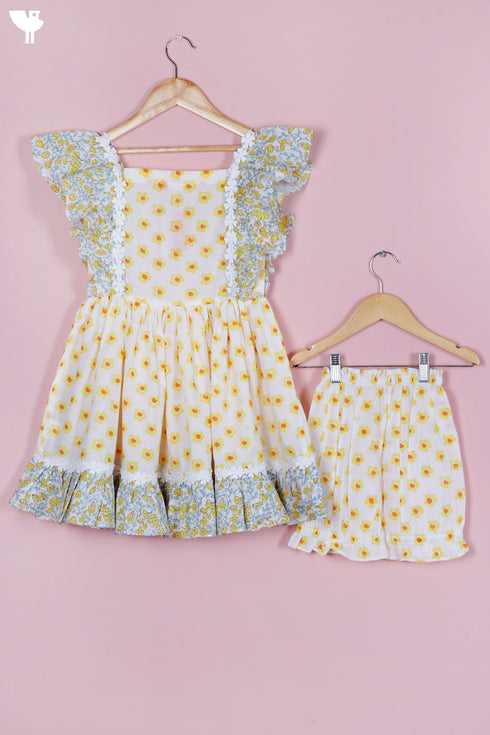 Cotton Top & Shorts Set In Block Print