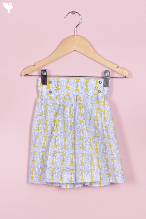 Cotton Top & Shorts Set In Block Print