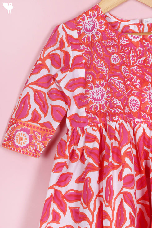 Cotton Top & Shorts Set In Floral Block Print