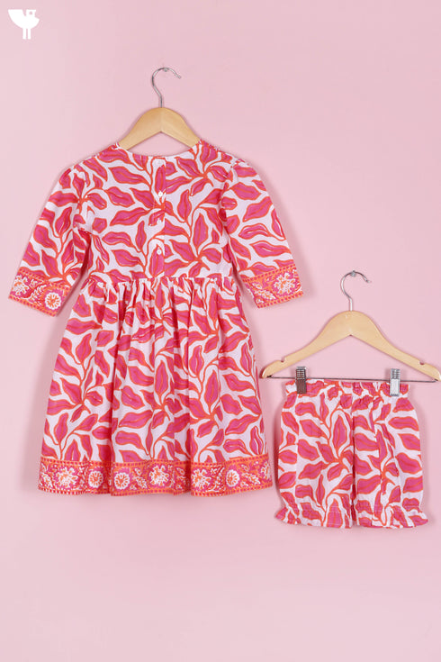 Cotton Top & Shorts Set In Floral Block Print