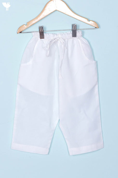 Cotton Boys Kurta Pajama Set With Vest In Floral Block Print