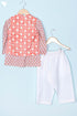 Cotton Boys Kurta Pajama Set With Vest In Floral Block Print