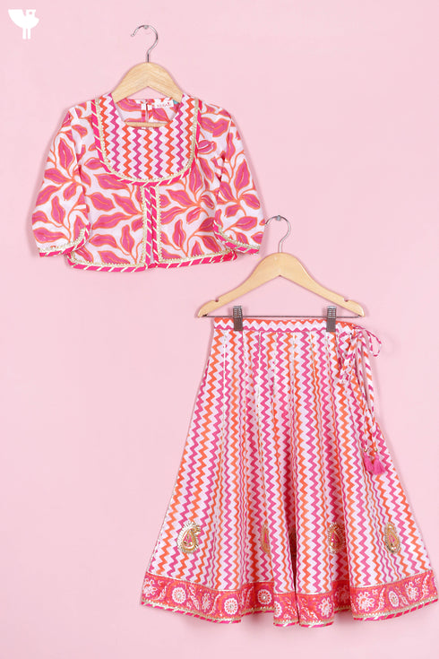 Cotton Lehenga Set In Block Print