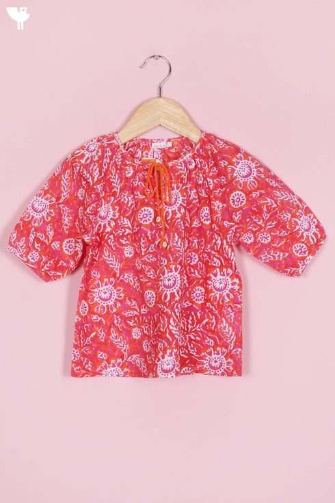 Cambric Cotton Top In Block Print