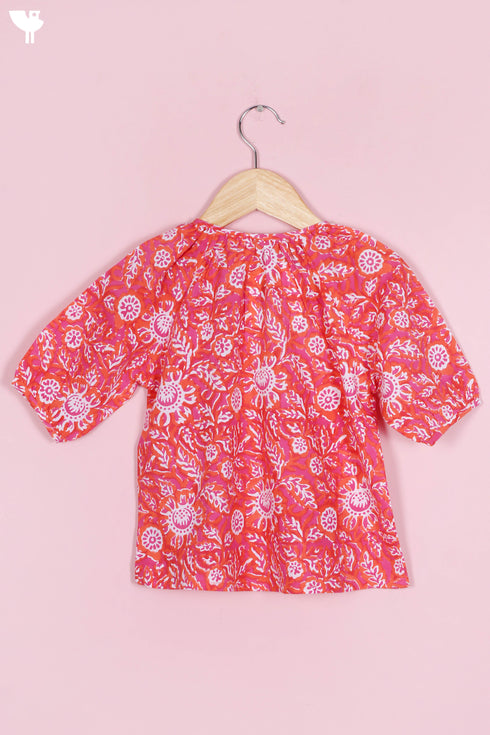 Cambric Cotton Top In Block Print