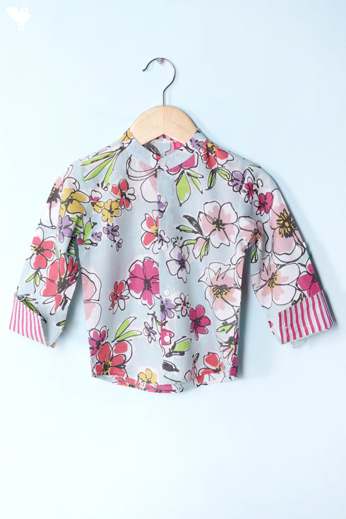 Cambric Cotton Top In Floral Print