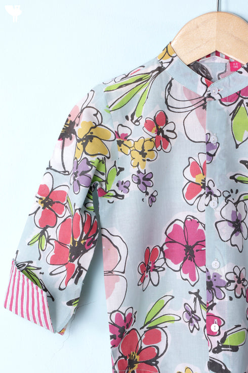 Cambric Cotton Top In Floral Print