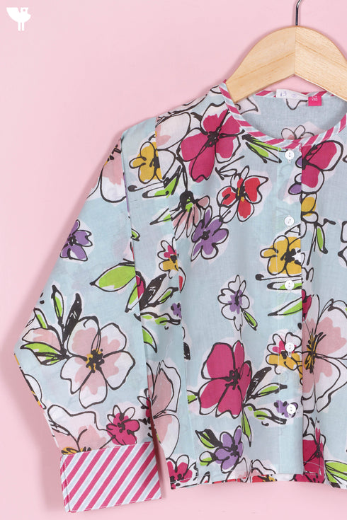 Cambric Cotton Top In Floral Print