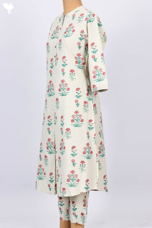 Khaadi Kurta With Pant In Floral Block Print