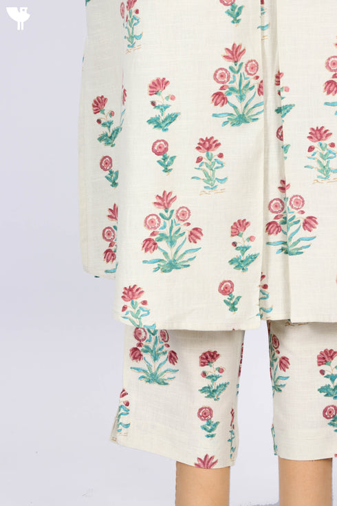 Khaadi Kurta With Pant In Floral Block Print