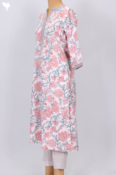 Cambric Cotton Kurta And Pant Set In Floral Print