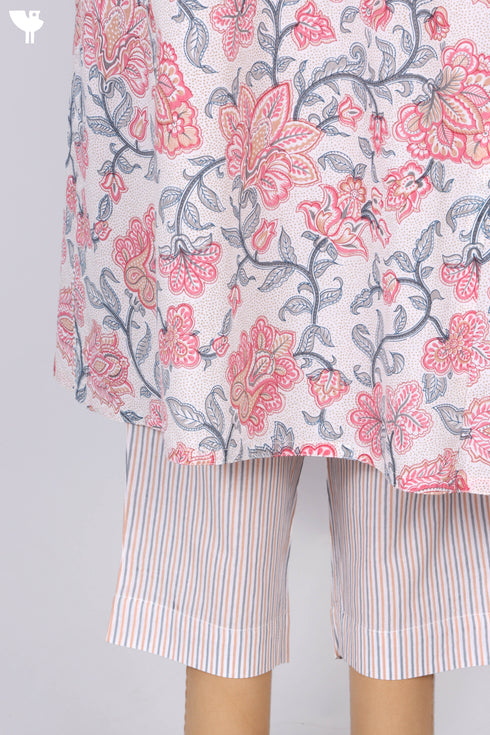 Cambric Cotton Kurta And Pant Set In Floral Print