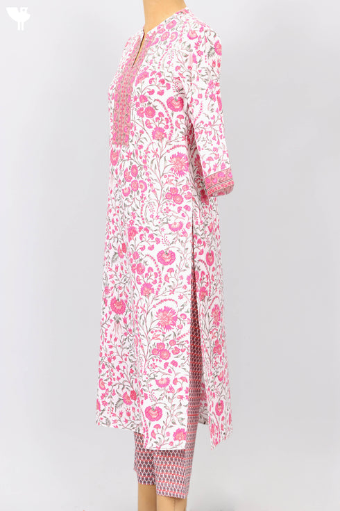 Cambric Cotton Kurta And Pant Set In Floral Print