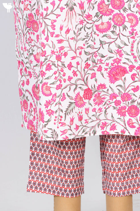 Cambric Cotton Kurta And Pant Set In Floral Print